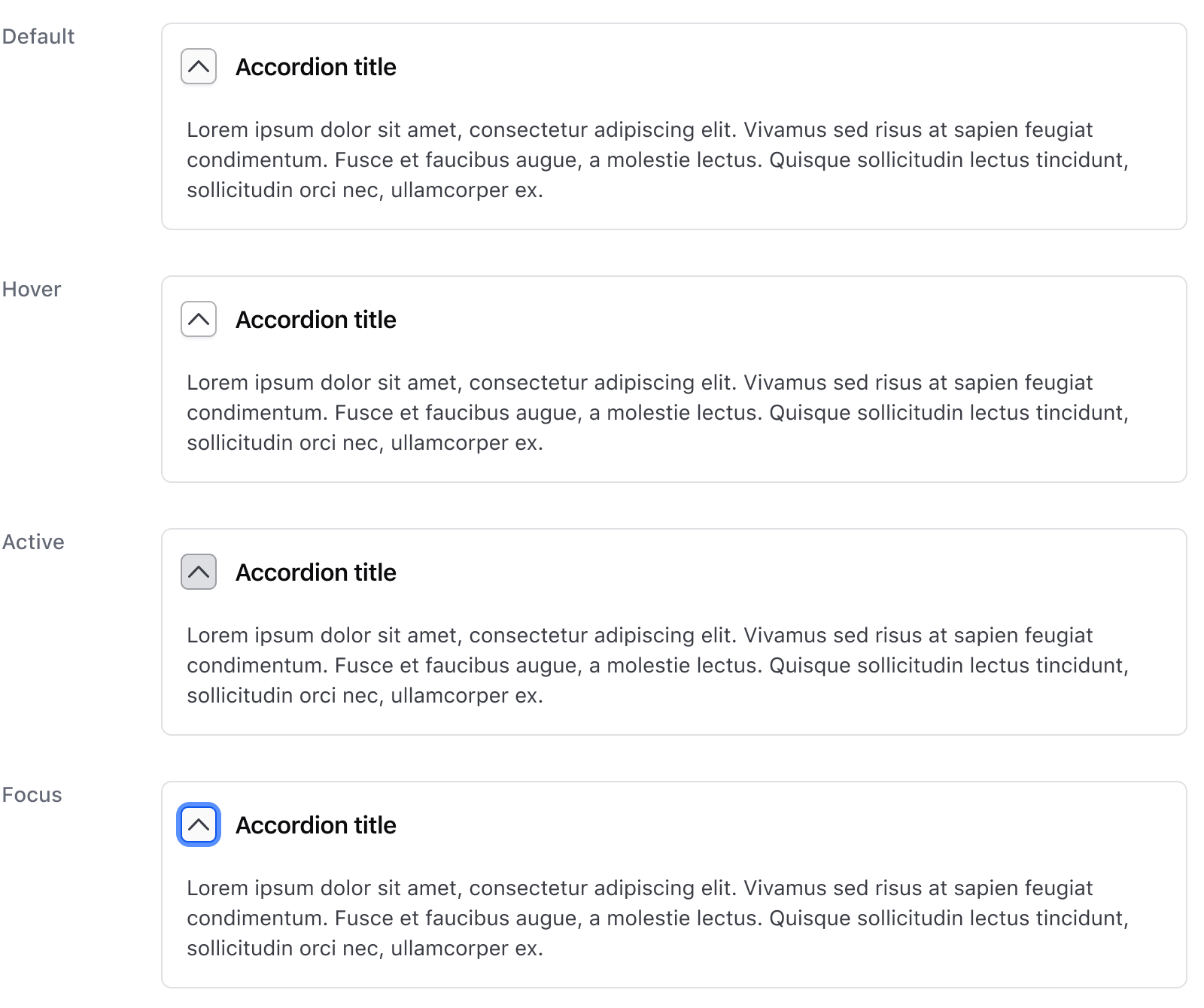 Accordion states with nested interactive elements